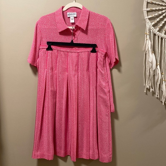 Pendleton Vintage Pink & White Polka Dot Skirt & Short Sleeve Blouse Set - Picture 1 of 15
